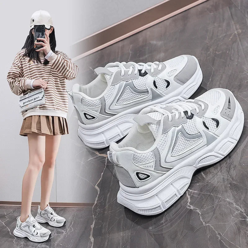 Women's Silver Chunky Platform Sneakers