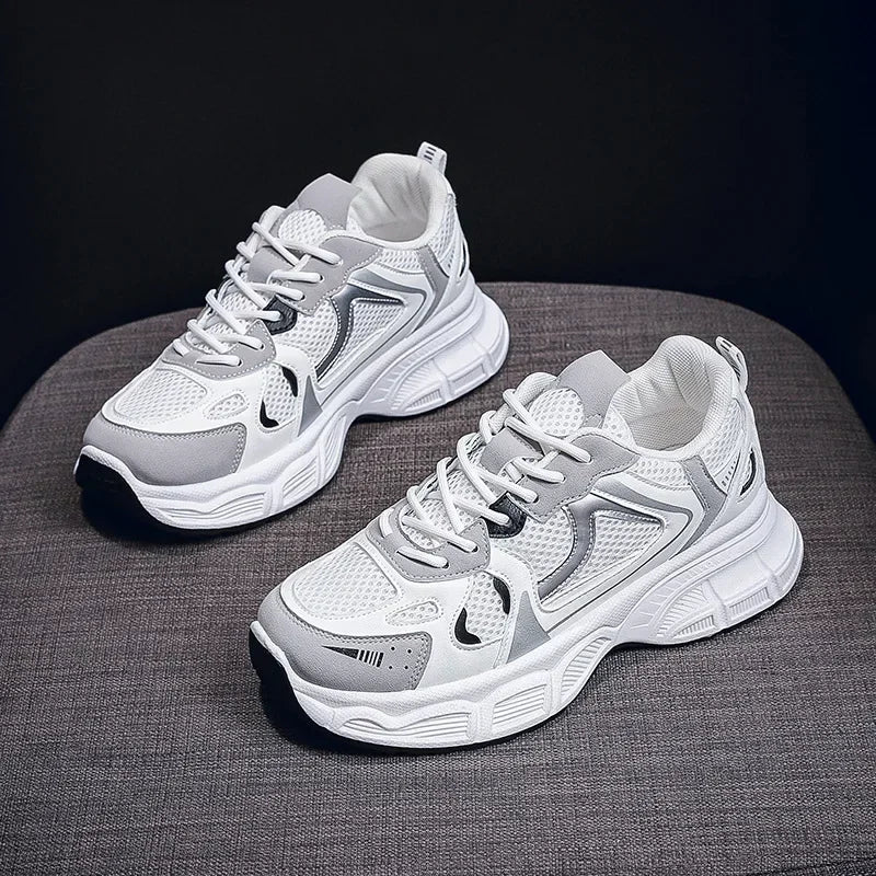 Women's Silver Chunky Platform Sneakers